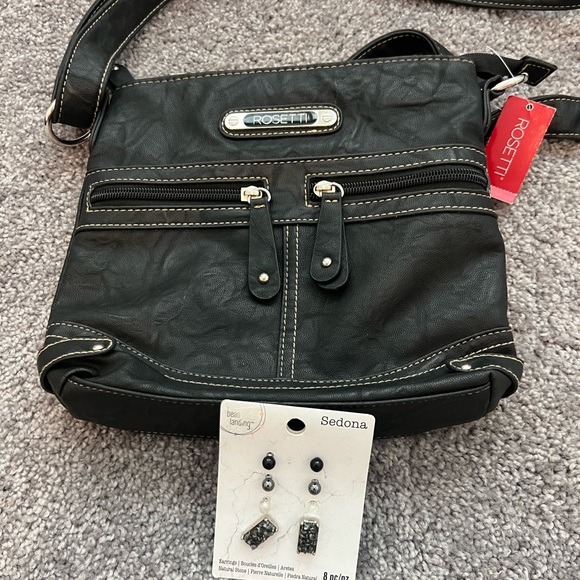 Rosetti Black “SAGE” Handbag/crossbody with Silver Accents NWT & earrings NWT - Picture 13 of 13